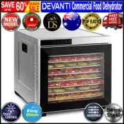Devanti New Commercial Food Dehydrator 304 Stainless Steel Powerful Fan Silver