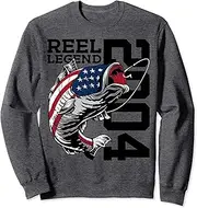 [X.Style] Reel Legend 2004 Fishing 19 Year Angler 19th Birthday Sweatshirt ds1630 Sweater (XL) Dark Heather Grey