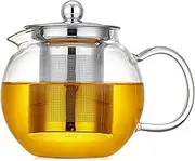 650ml Glass Teapot with Removable Infuser Glass Tea Maker Infusers Holds 1-2 Cups Loose Leaf Iced Blooming or Flowering Tea Filter Stovetop Safe Teapot Kettle