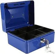 Fireproof Waterproof Box with Key Lock, Portable Mini Portable Safe Safe Steel Petty Lockable Cash Money Coin Jewellery Security Cash Box Safe Handle Household ID Cards Blue