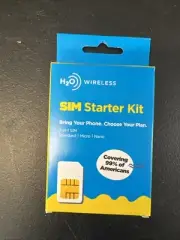 h2o Smart SIM Starter Kit 3-in-1 GSM SIM Card Yellow, Grey, Credit Card Sized