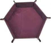 koolsoo Rolling Dice Tray Hexagon Dice Holders Tray Folding PU Leather & Velvet Dice Trays Casino Party Family Table Game Play Accessories - Coffee