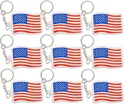 ArtCreativity Set of 24 American Flag Keychains, 4th of July Party Favors, USA Flag Key Chains for Independence, Memorial, and Veterans Day, United States Patriotic Accessories for Kids