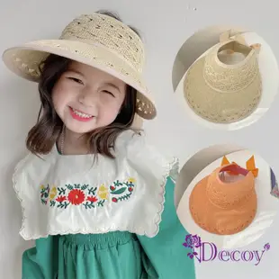 【Decoy】漫步夏威夷＊兒童蝴蝶結鏤空遮陽草帽/顏色可選