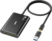DisplayLink USB/USB-C to Dual HDMI Adapter 4K@60Hz HDMI Splitter for M1/M2/M3 Mac, Supports Extended Mode, Multiple Monitor Compatible with Windows,Mac OSDriver Required