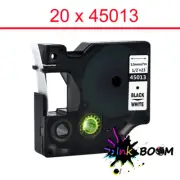 20 Label Compatible Dymo D1 45013 Tape Black on White 30m x 7m LabelMaker