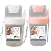 Reusable Travel Salad Cup Container With Compartment & Spoon, Overnight Oats Jar