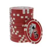 WE Games Red "5" Poker Chip, 11.5 Gram, Set of 25