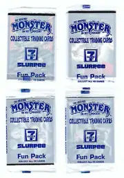 FOUR MINT 1991 ORIGINAL 7-11 MONSTER IN MY POCKET UNOPENED PACKS OF CARDS