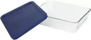 Pyrex Simply Store 6-Cup Rectangular Glass Food Storage Dish,Blue