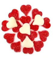 SweetGourmet Sour Gummy Red and White Candy Hearts | Cherry & Strawberry-Banana