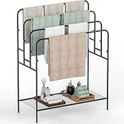 WeGXY 44" Extra Large Free Standing Towel Rack - 4 Tier Outdoor Pool Towel Holder, Versatile Blanket and Quilt Rack Stand for Living Room, Bathroom, Bedroom, Beach, Hot Tub, Gym and Pool Area Outside
