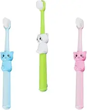 ERINGOGO 3pcs Baby Toothbrushes Cat Toothbrush Cartoon Manual Soft Bristles Boys and Girls Brush