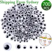 700x Google Googly Eyes Joggle Moveable Black Eye Wiggly Craft Stick On Adhesive