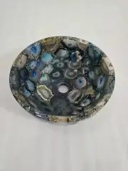 15" Agate Stone Sink Bowl for Kitchen & Bathroom Interior Vessel Wash Basin Deco