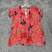Rose + Olive Peasant Blouse NWT Women's XL Colorful Tropical Tassel Boho Hippie