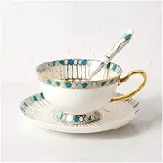 Luxury Sapphire Fine Bone China Coffee Cup and Saucer Set English Ceramics Afternoon Tea Black Tea Cup Gift Box (Capacity : 200ml, Color : Blue) (Color : Blue, Size : 200ml)