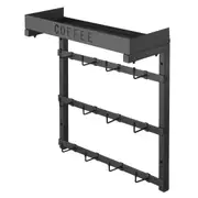 Wall-Mounted Coffee Mug Holder with 12 Adjustable Hooks and Top Shelf