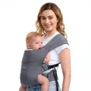 Portable Baby Carrier Spreadable Wide Shoulder Straps & Ergonomic Support - Gray