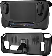 Geekria Kickstand Case Compatible with Steam Deck, TPU Cover Protector with Stand Base, Non-Slip and Anti-Scratch Sleeve (Black)