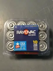 Rayovac High Energy C Alkaline Batteries 12 Pack Exp 12/31 Brand New
