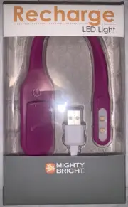 The Original Mighty Bright Recharge Clip Purple Rechargeable Reading Book Light