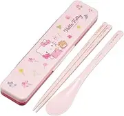 Skater CCS3SAAG-A Hello Kitty Flower Wreath, Sanrio Bento Box Combo Set, 7.1 inches (18 cm), Spoon, Antibacterial Treatment, for Adults, Made in Japan