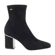 DKNY Women’s Cavale Microsuede Heeled Boots Stretch Booties Black 7.5