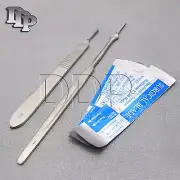 2 Stainless Steel Scalpel Handle #7, #3 + 20 Surgical Sterile Blades #11