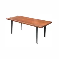 在飛比找momo購物網優惠-【固得家俬】191cm實木桌 1枚板 檀木桌 硬度高 牛角鐵