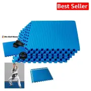 3/4-Inch Thick EVA Foam Exercise Mats - Interlocking Tatami Tiles in Blue