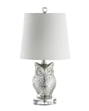JONATHAN Y 19in Night Owl Silver & Ivory Table Lamp