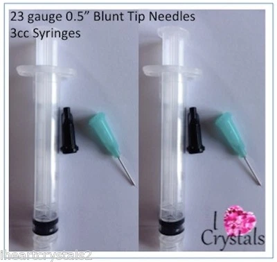 3cc 3ml syringe 23 gauge BLUE Blunt Dispensing Needle Tips Glue Nails Liquids