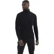Brave Soul Mens Roll Neck Jumper Damara Vertical Rib Knit Top