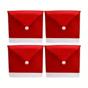 NNETM 4Pcs Christmas Chair Covers - Santa Claus Red Hat Snowflake Chair Xmas Cap