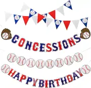 Set of 5 Baseball Birthday Banners Baseball Sports Paper Garlands Baseball Penna