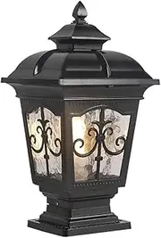 Outdoor lamp European Outdoor Column Post Lights E27 Stigma Bollard Light Swimming Pool Torch Lights Black Aluminum Glass Courtyard Landscape Street L