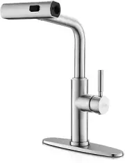 Waterfall Kitchen Faucet with Pull down Sprayer, 3 Modes(Sweep/Stream/Waterfall)