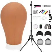 22 Inch Canvas Wig Head Mannequin HeadWig Stand Tripod Manikin Canvas Head Se...