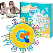 Clock for Teaching Time | Preschool Teaching Time Activity Adhesive Cardboard,Reusable Homeschool Supplies for 3+ Years Old Toddler Children