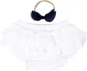[HOOLCHEAN] Baby Girls Cotton Gauze Ruffle Bloomer Shorts with Bowknot Headband