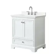 Wyndham Collection WCS202030S-QTZ-US3MXX Deborah 30" - White / White Quartz Top