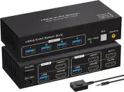 4K Dual Monitor KVM Switch HDMI Two Port KVM Switcher 4K 60Hz for 2 Computers 2