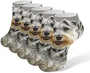 [LPSADGF] Animal Schnauzer Dog Socks Low Cut Ankle Sock Athletic Running Low Cut Socks Thin Soft Ankle Socks Unisex, White, One Size Short, White, One Size Short