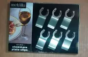 Clips Plate Drink Holder Metalla Stemware NEW Set 6