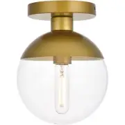 Living District LD6055BR Eclipse 1 Light 8 inch Brass Flush Mount Ceiling Light