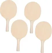 INOOMP Wooden Beach Ball Racket Set 4pcs Badminton Paddles Large Surface Design Lightweight Multi-Person Entertainment