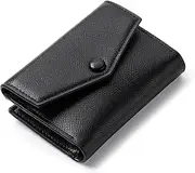 [GAEKEAO] Leather Wallet for Women，Small Womens Wallet Ladies Small Purse with RFID Protection, Black, 现代
