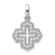 14k White Gold 1/4ct. Real Diamond Fancy Cross Pendant