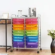 FUTADA 20 Drawers Rolling Storage Cart with Lockable Casters for School, Office, Home
